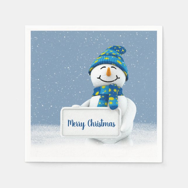 Weihnachtsschneemann mit Zeichen Serviette (Vorderseite)