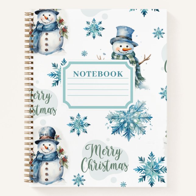 Weihnachtsschneemann Notizbuch (Vorderseite)