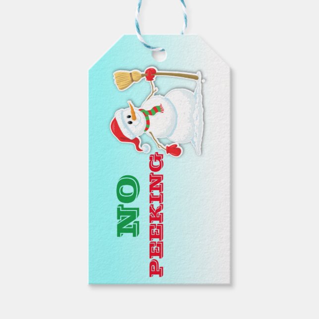 Weihnachtsschneemann ohne Pechgeschenk Tag Geschenkanhänger (Vorderseite)