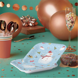 Weihnachtsschneemann Pappteller