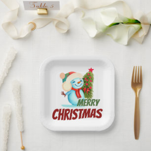 Weihnachtsschneemann Pappteller