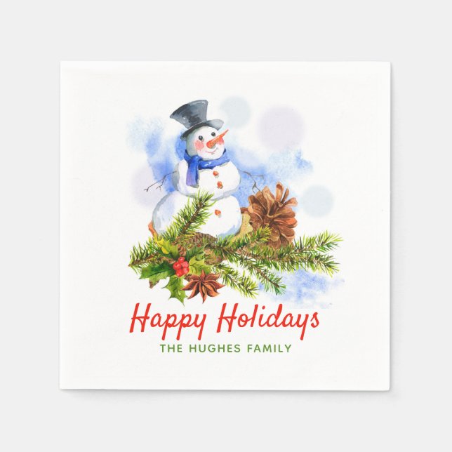 Weihnachtsschneemann Personalisiert Serviette (Vorderseite)
