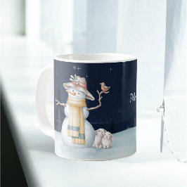Weihnachtsschneemann Rabbit Bird Hat Wasserfarbenn Kaffeetasse