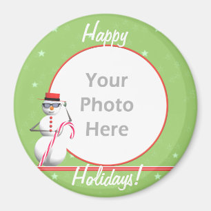 Weihnachtsschneemann (rund) (Foto) Magnet