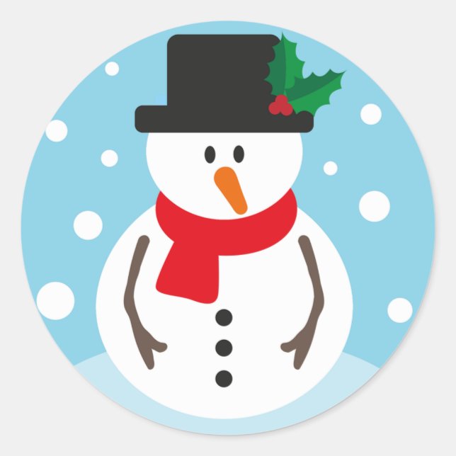 Weihnachtsschneemann Runder Aufkleber (Vorderseite)
