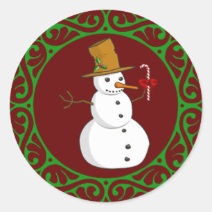 Weihnachtsschneemann Runder Aufkleber