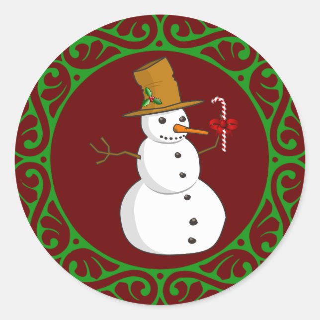 Weihnachtsschneemann Runder Aufkleber (Vorderseite)