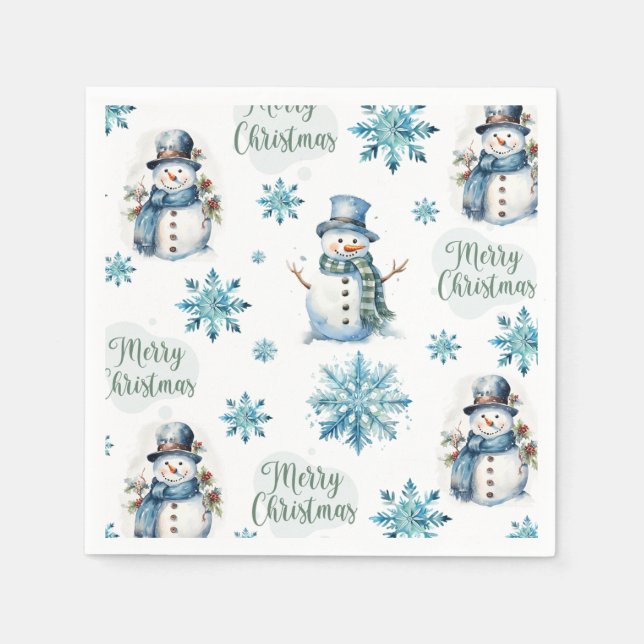 Weihnachtsschneemann Serviette (Vorderseite)