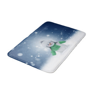 Weihnachtsschneemann SlipperyJoe grüner Schal m Badematte