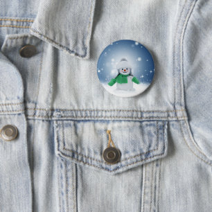 Weihnachtsschneemann SlipperyJoe grüner Schal m Button