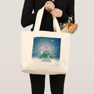Weihnachtsschneemann SlipperyJoe grüner Schal m Jumbo Stoffbeutel