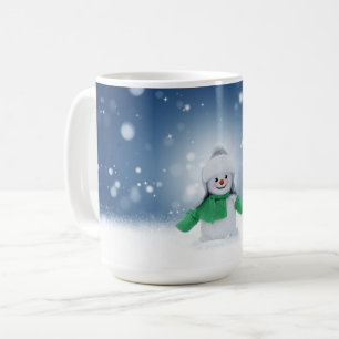 Weihnachtsschneemann SlipperyJoe grüner Schal m Kaffeetasse