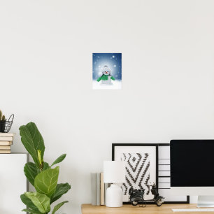 Weihnachtsschneemann SlipperyJoe grüner Schal m Poster