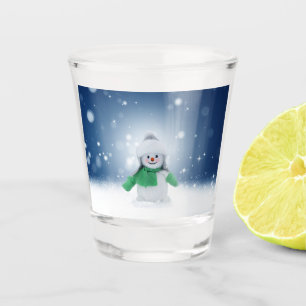 Weihnachtsschneemann SlipperyJoe grüner Schal m Schnapsglas