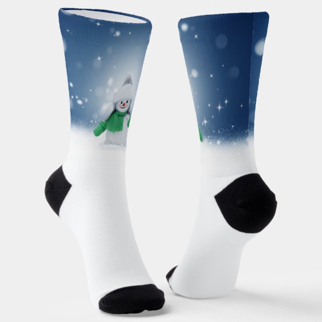 Weihnachtsschneemann SlipperyJoe grüner Schal m Socken (Gewinkelt)