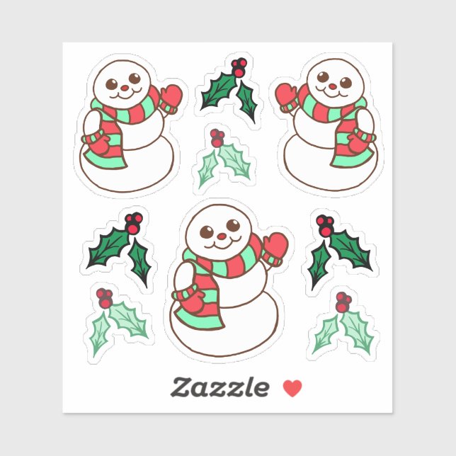 Weihnachtsschneemann Stickers Aufkleber (Blatt)