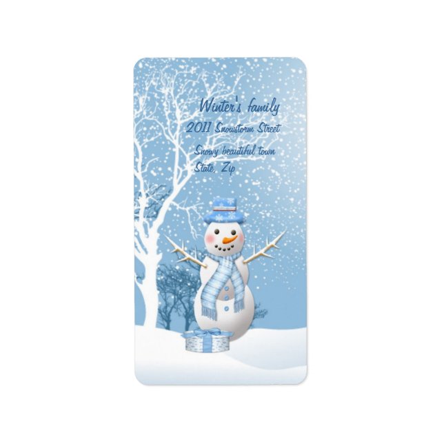Weihnachtsschneemann und -bäume adressaufkleber (Vorne)