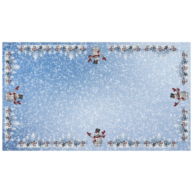 WeihnachtsSchneemann und -freunde Tischdecke (Vorderseite (Horizontal))