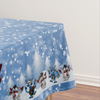 WeihnachtsSchneemann und -freunde Tischdecke