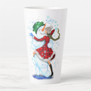 Weihnachtsschneemann und Girl Dancers Latte Tasse