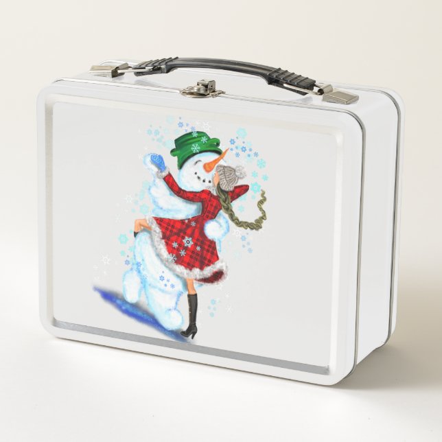 Weihnachtsschneemann und Girl Dancers Metal Lunch  Metall Brotdose (Vorderseite)