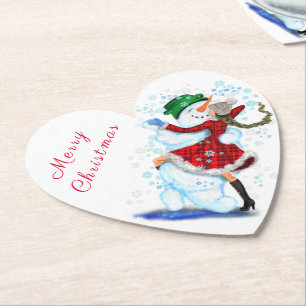 Weihnachtsschneemann und Girl Dancers Paper Unters Untersetzer