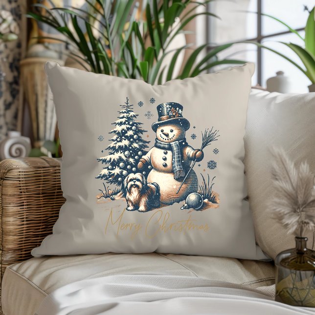 Weihnachtsschneemann und Hund Kissen (Von Creator hochgeladen)