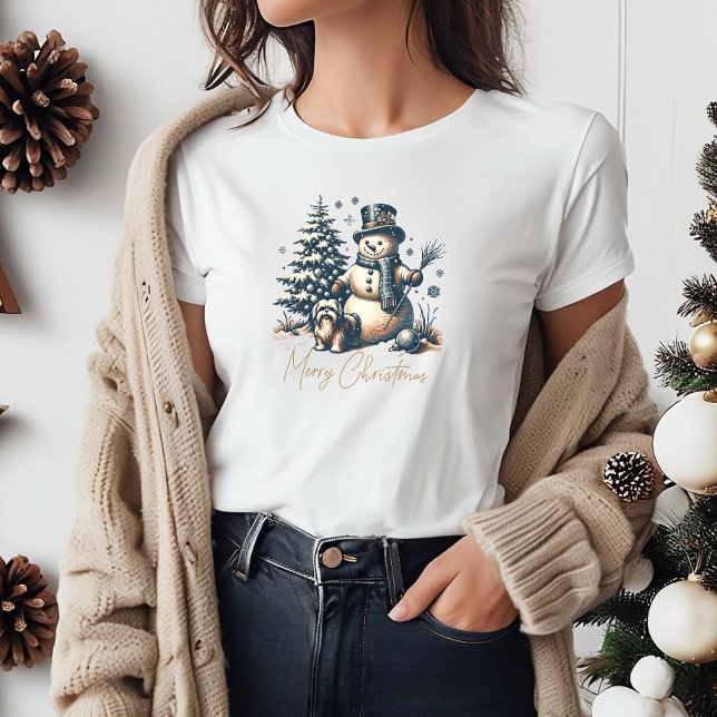 Weihnachtsschneemann und Hund T-Shirt (Von Creator hochgeladen)