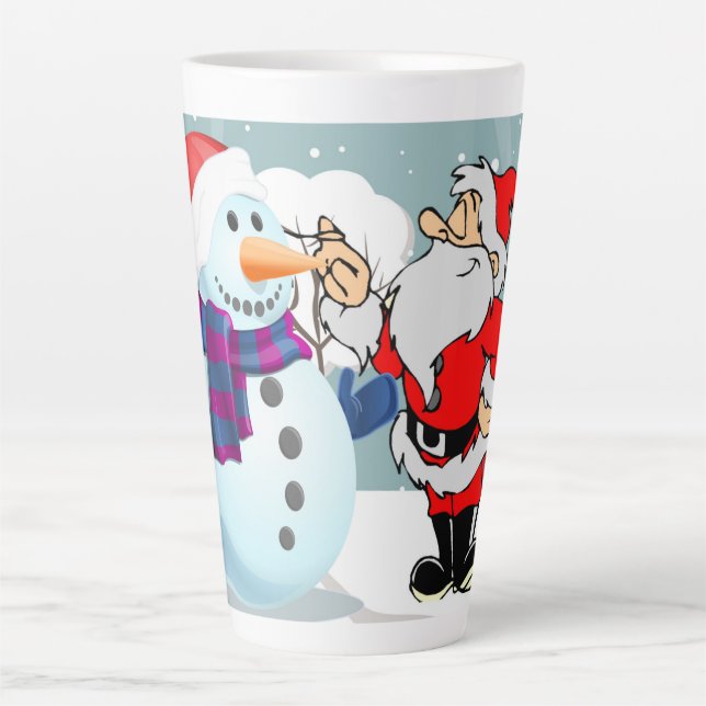 Weihnachtsschneemann und Weihnachtsmann Milchtasse (Vorderseite)