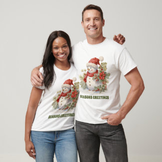 Weihnachtsschneemann Watercolor fügt Text hinzu T-Shirt