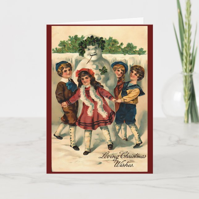 Weihnachtsschneemann Winter Karte (Vorderseite)