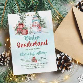 Weihnachtsschneemann Winter Onederland 1. Geburtst Einladung