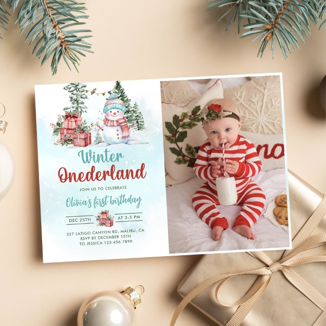 Weihnachtsschneemann Winter Onederland 1. Geburtst Einladung (Von Creator hochgeladen)