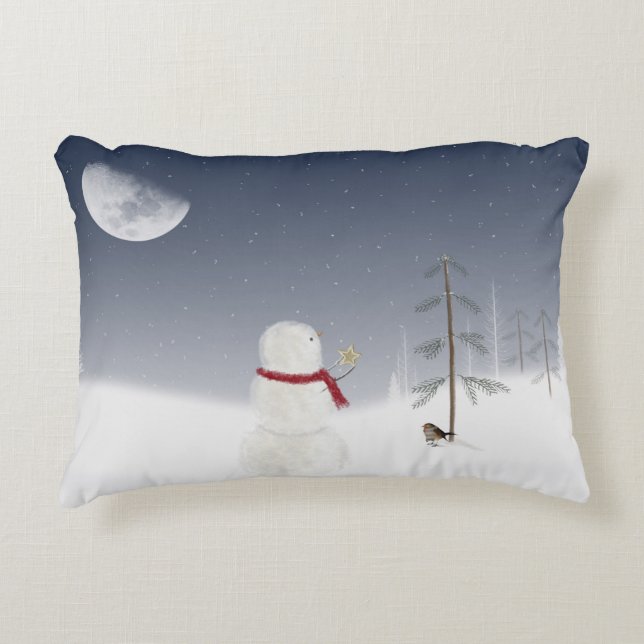 Weihnachtsschneemann Zierkissen (Vorderseite)