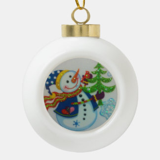 WeihnachtsSchneemanndekoration Keramik Kugel-Ornament