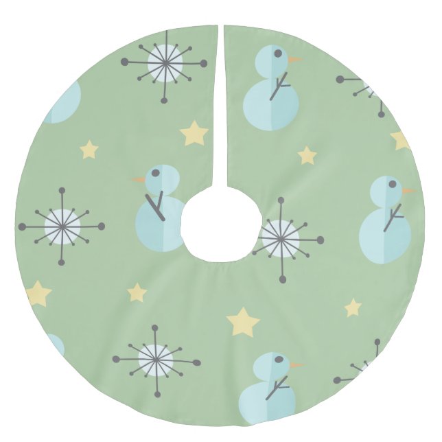 Weihnachtsschneemänner aus dem Mittelalter Polyester Weihnachtsbaumdecke (Vorderseite)