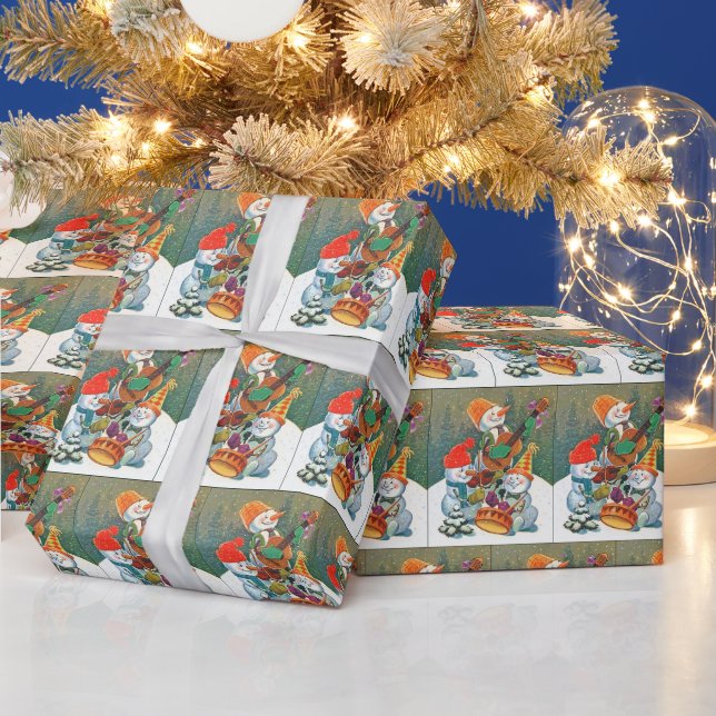 Weihnachtsschneemänner gefliestes Party Geschenkpapier (Feiertage)
