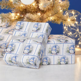Weihnachtsschneemänner im Wasser in Schneeflocken Geschenkpapier