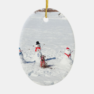 WeihnachtsSchneemänner Keramik Ornament