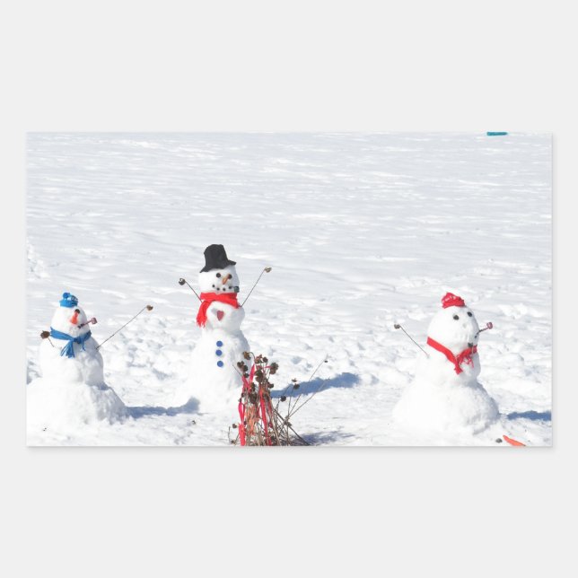 Weihnachtsschneemänner Rechteckiger Aufkleber (Vorderseite)