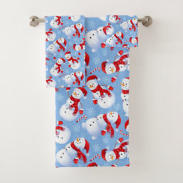 Weihnachtsschneemänner, Schneeflocken und Candy Ca Badhandtuch Set