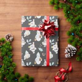 Weihnachtsschneemänner und Vögel Geschenkpapier