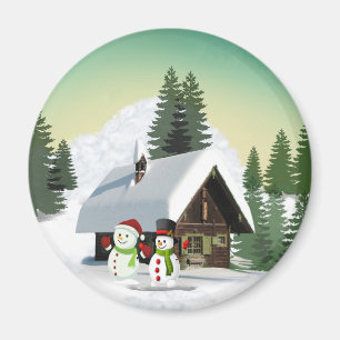 Weihnachtsschneemännerszene Magnet