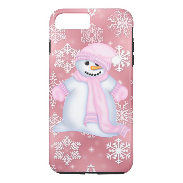 WeihnachtsSchneemannrosa iPhone 7 Plusfall Case-Mate iPhone Hülle (Rückseite)