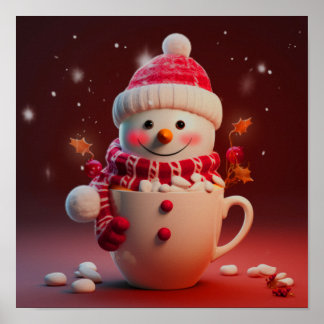 Weihnachtsschneemannskaffee Poster