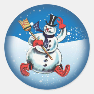 Weihnachtsschneemannsticker Runder Aufkleber