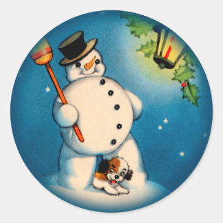 Weihnachtsschneemannsticker Runder Aufkleber