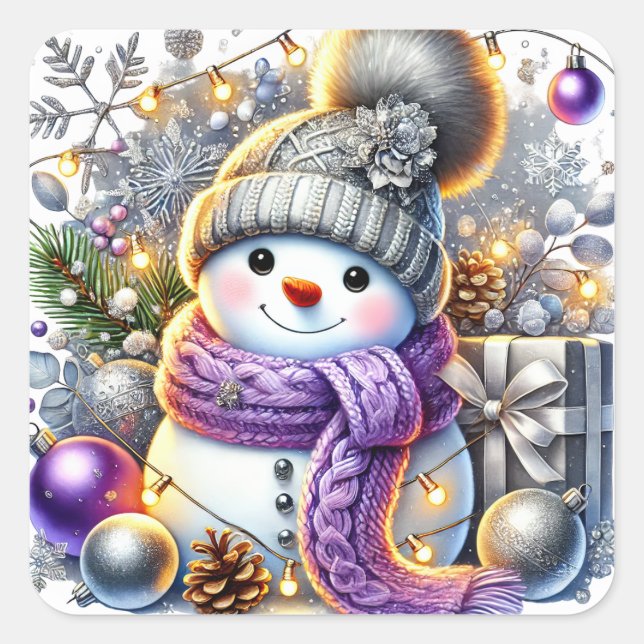 Weihnachtsschneemenschen Stickers (Vorderseite)