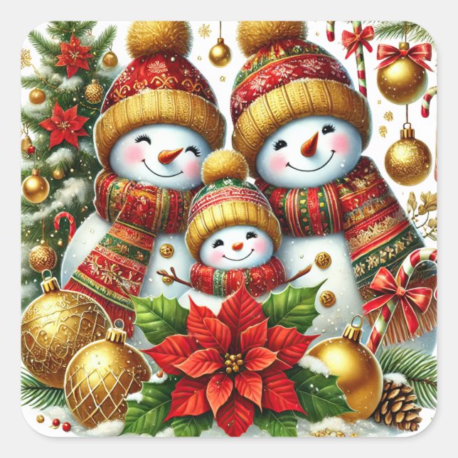 Weihnachtsschneemenschen Stickers (Vorderseite)