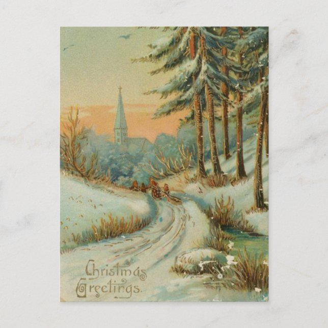 Weihnachtsschneeweg Feiertagspostkarte (Vorderseite)